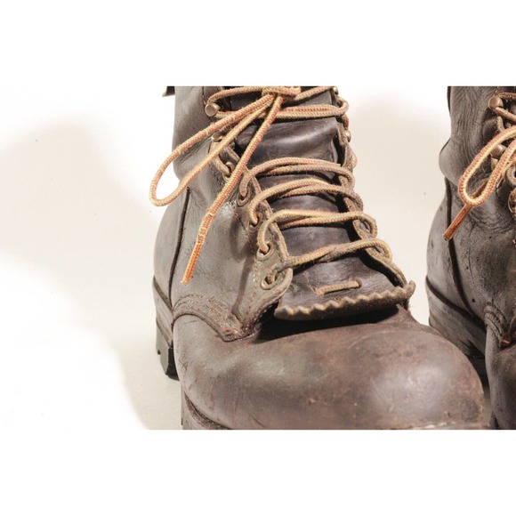 Vintage Danner Distressed Heavy Worn Brown Leather Kiltie Logger Boots USA main image 6